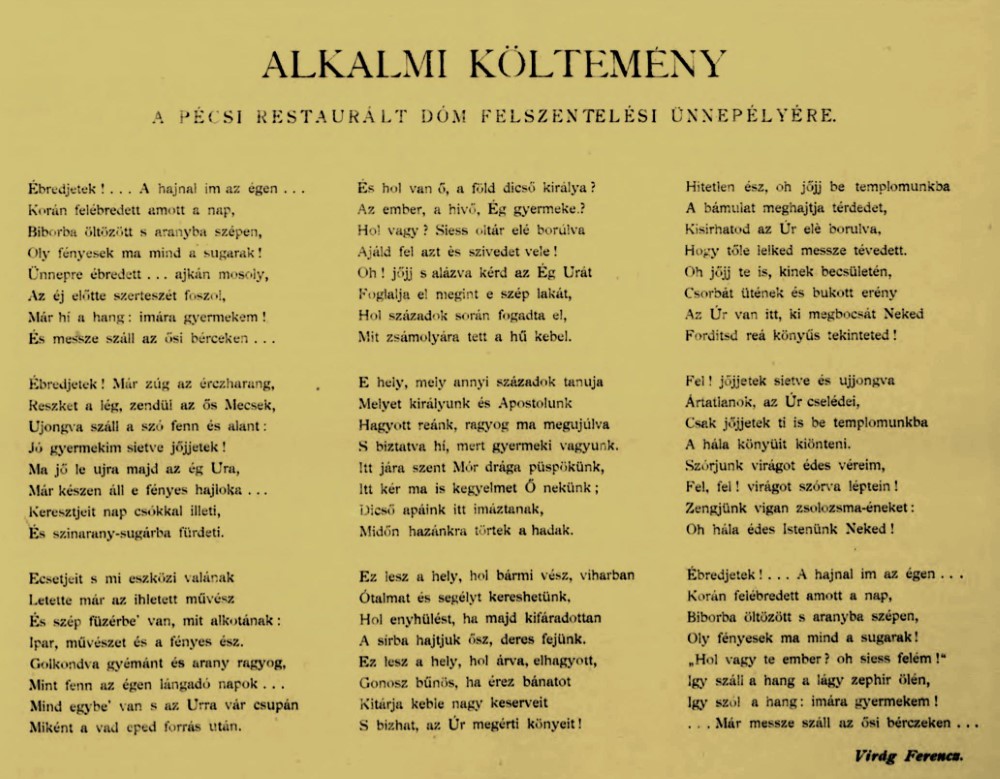Virag Ferenc alkalmi koltemeny 1891 Egyedi