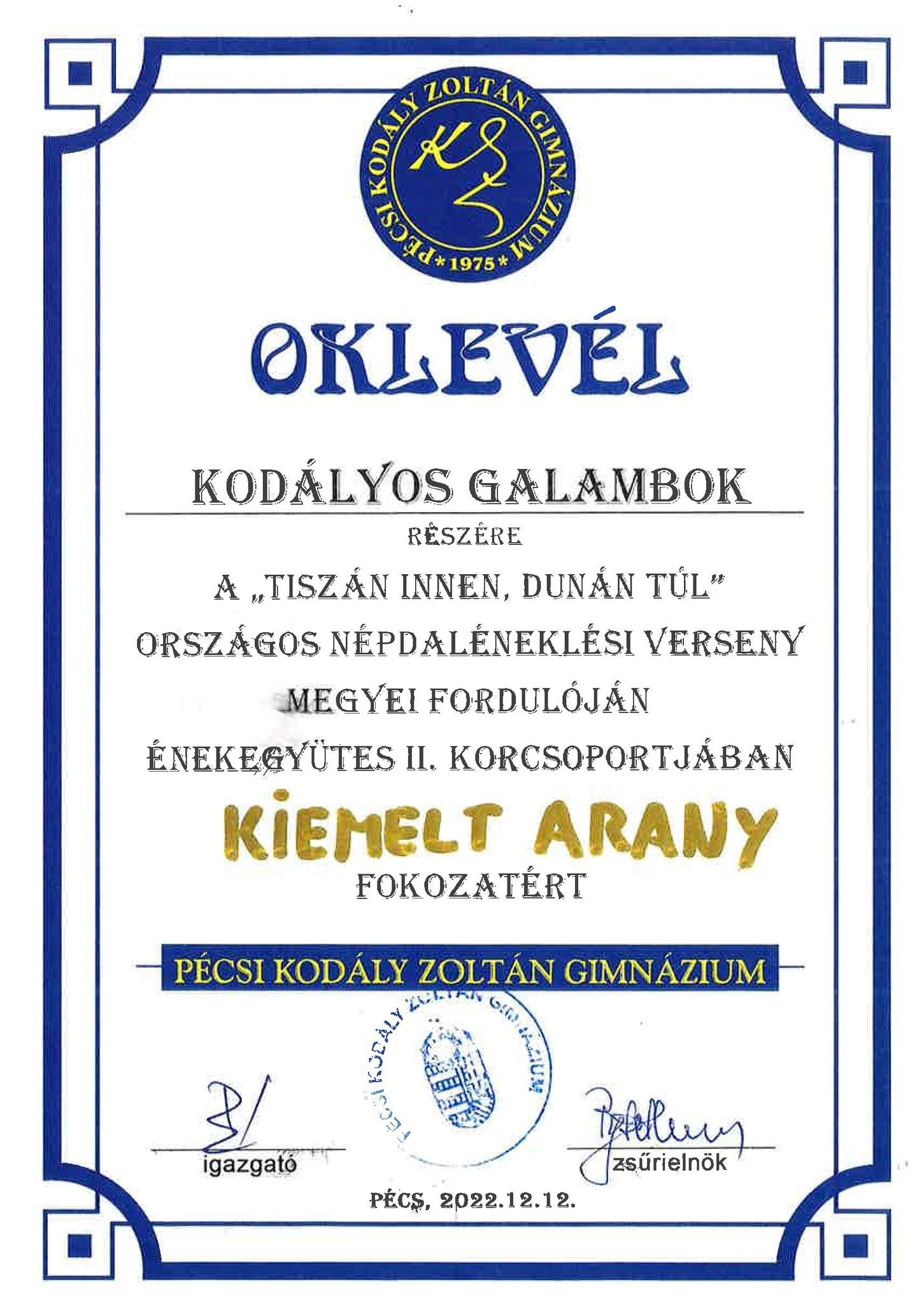 Tiszan innen oklevel 2022