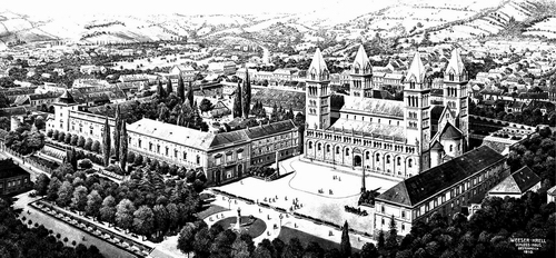 A Dóm tér látképe egy 1910-ből származó rajzon