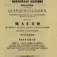 P. Kampus Sándor beadványa a Rítuskongregációhoz (Róma, 1848)